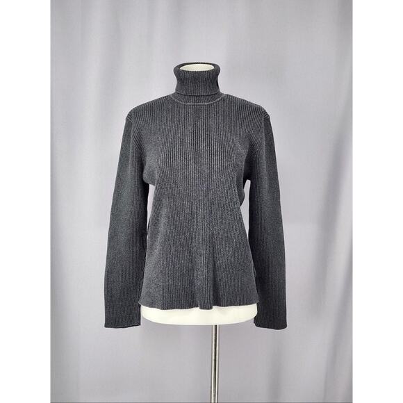 Lauren Ralph Lauren Sweaters - Lauren Ralph Lauren Sweater Womens XL Gray Ribbed Turtleneck Knit Preppy